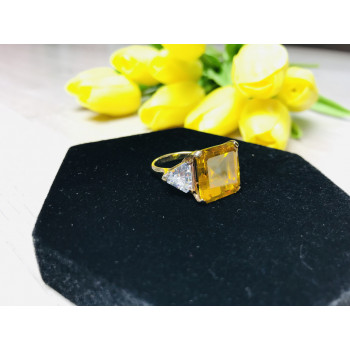 Sky Jewelry Серебряное кольцо в позолоте с желтым фианитом