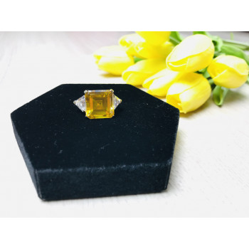Sky Jewelry Серебряное кольцо в позолоте с желтым фианитом
