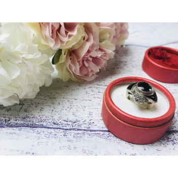 Sky Jewelry Серебряное кольцо с маленькими камнями Морион (кварц)