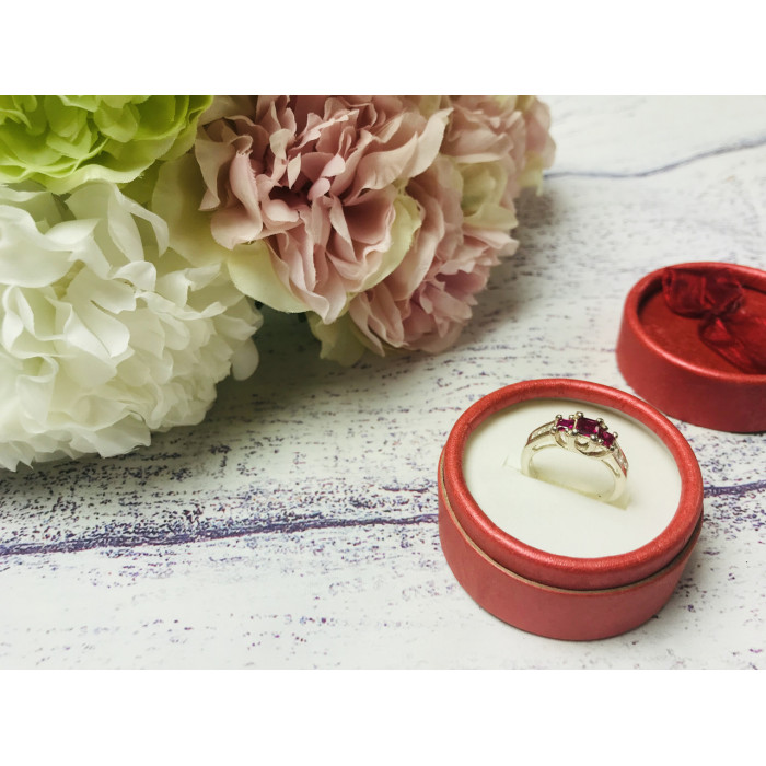 Sky Jewelry Серебряное кольцо с камнями розовая Шпинель