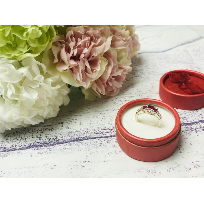 Sky Jewelry Серебряное кольцо с камнями розовая Шпинель