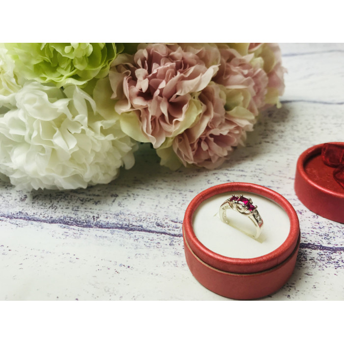 Sky Jewelry Серебряное кольцо с камнями розовая Шпинель