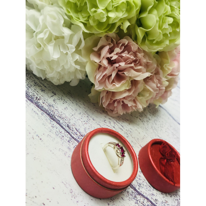 Sky Jewelry Серебряное кольцо с камнями розовая Шпинель