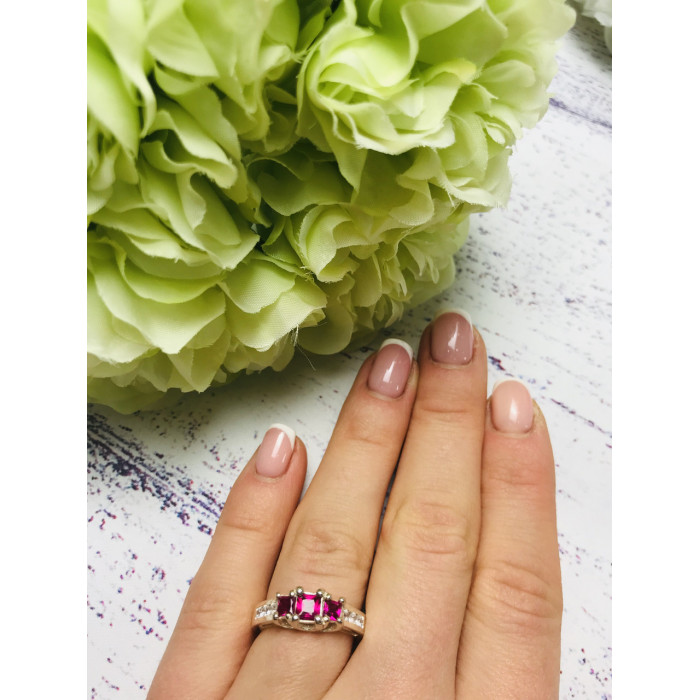 Sky Jewelry Серебряное кольцо с камнями розовая Шпинель