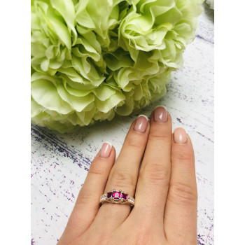 Sky Jewelry Серебряное кольцо с камнями розовая Шпинель