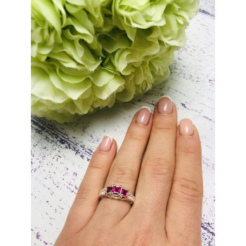 Sky Jewelry Серебряное кольцо с камнями розовая Шпинель