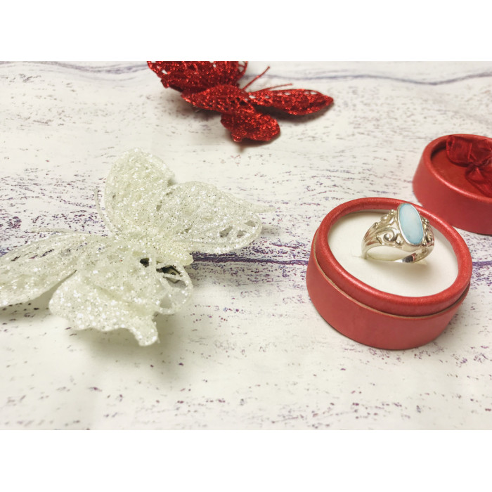 Sky Jewelry Серебряное кольцо с голубой вставкой