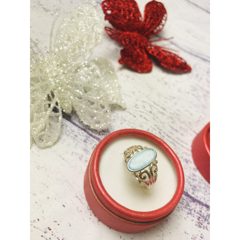 Sky Jewelry Серебряное кольцо с голубой вставкой