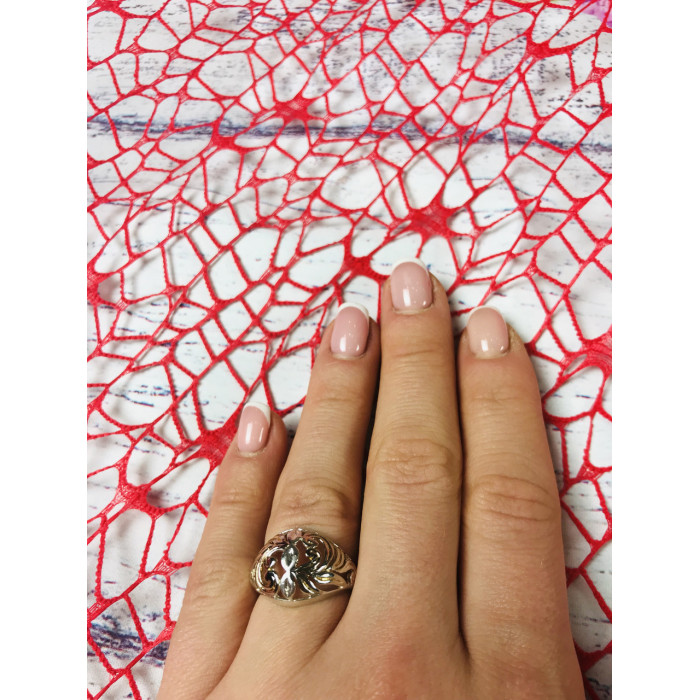 Sky Jewelry Серебряное кольцо с золотыми вставками