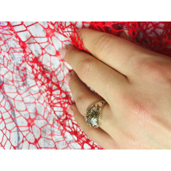 Sky Jewelry Серебряное кольцо с золотыми вставками