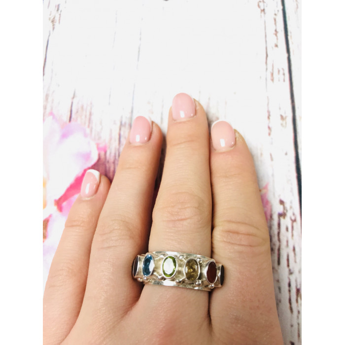 Sky Jewelry Серебряное кольцо с натуральными камнями