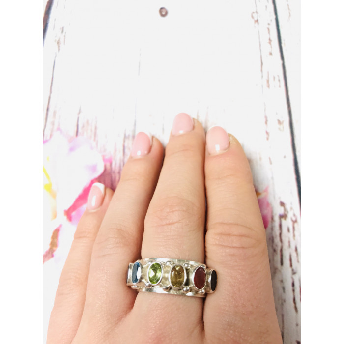 Sky Jewelry Серебряное кольцо с натуральными камнями