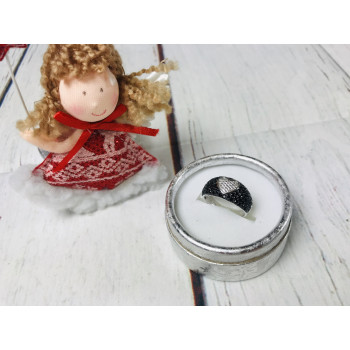 Sky Jewelry Серебряное кольцо с белым камнем Гошенит (берилл) и черная Шпинель