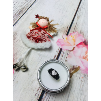 Sky Jewelry Серебряное кольцо с белым камнем Гошенит (берилл) и черная Шпинель