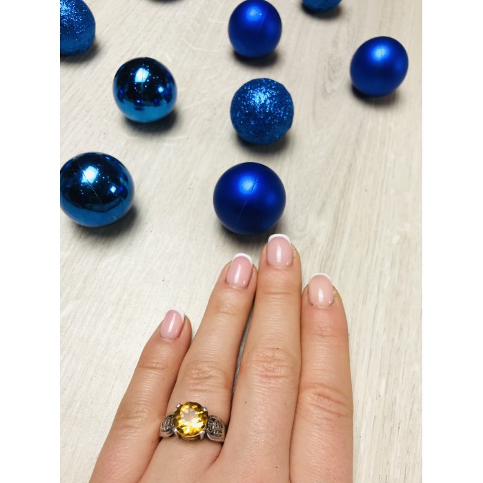 Sky Jewelry Серебряное кольцо с камнем Желтый Сапфир