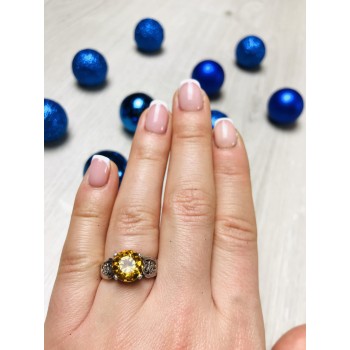 Sky Jewelry Серебряное кольцо с камнем Желтый Сапфир