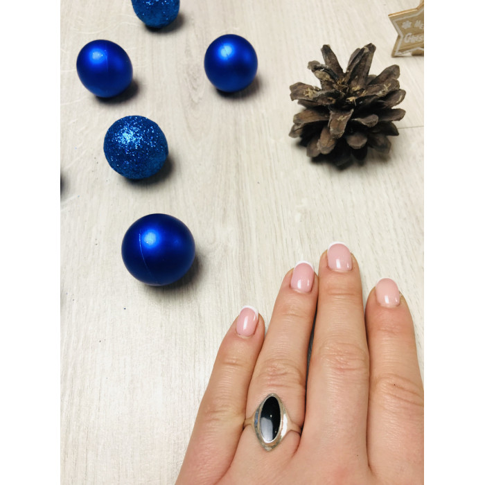 Sky Jewelry Серебряное кольцо с черным нефритом