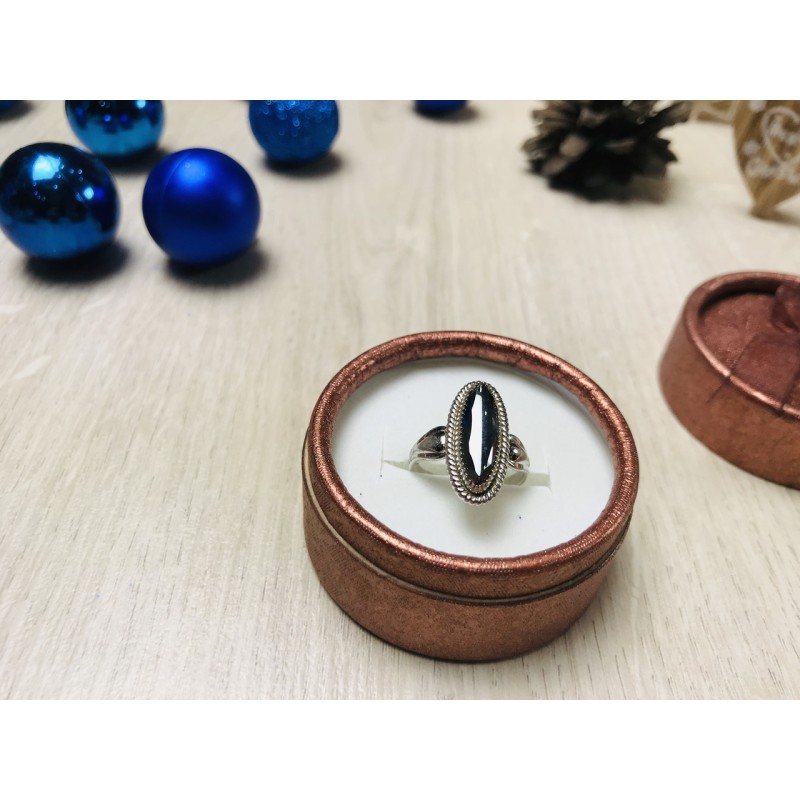 Sky Jewelry Серебряное кольцо с черным Турмалином ( Шерл )