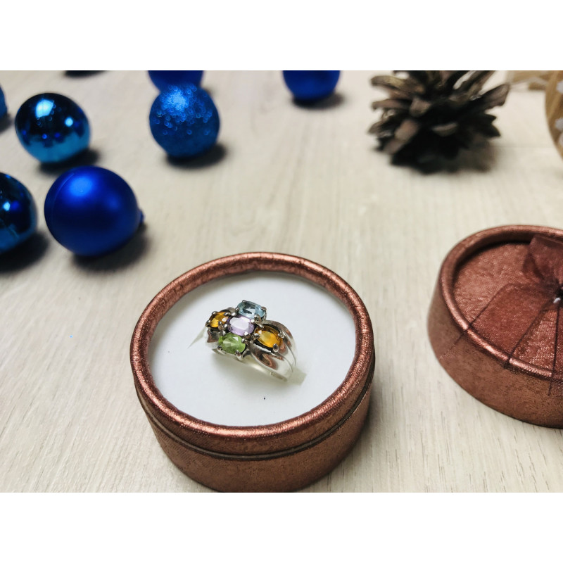 Sky Jewelry Серебряное кольцо с натуральными камнями