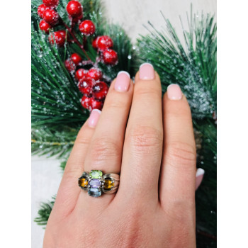 Sky Jewelry Серебряное кольцо с натуральными камнями