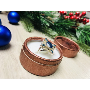 Sky Jewelry Серебряное кольцо с Шпинелью и аквамарином