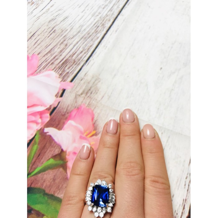 Sky Jewelry Серебряное кольцо с камнем Лондон-Топаз и Гошенит (берилл)