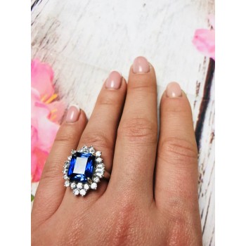 Sky Jewelry Серебряное кольцо с камнем Лондон-Топаз и Гошенит (берилл)