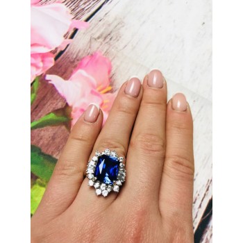 Sky Jewelry Серебряное кольцо с камнем Лондон-Топаз и Гошенит (берилл)