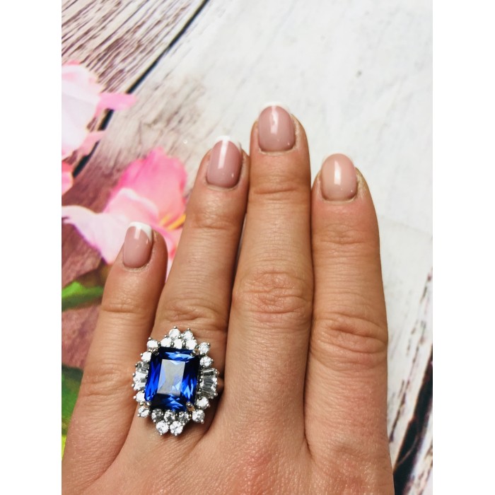 Sky Jewelry Серебряное кольцо с камнем Лондон-Топаз и Гошенит (берилл)