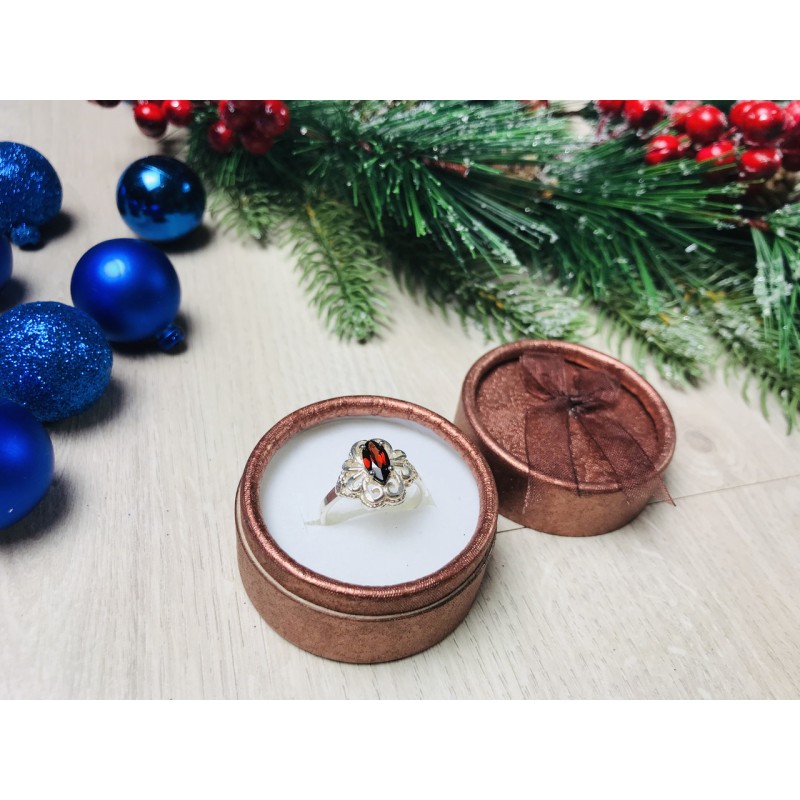 Sky Jewelry Серебряное кольцо 925 проба с гранатом