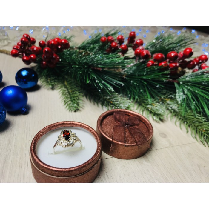 Sky Jewelry Серебряное кольцо 925 проба с гранатом