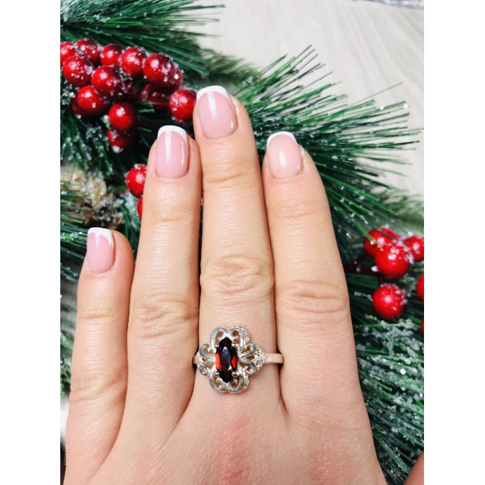 Sky Jewelry Серебряное кольцо 925 проба с гранатом