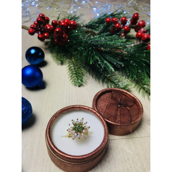 Sky Jewelry Серебряное кольцо в позолоте с изумрудом и фианитами