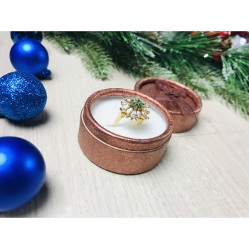 Sky Jewelry Серебряное кольцо в позолоте с изумрудом и фианитами