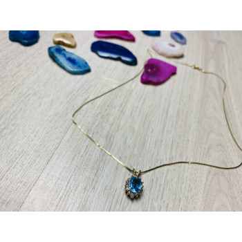 Sky Jewelry Золотая цепочка 585 проба с кулоном камень Голубая Шпинель