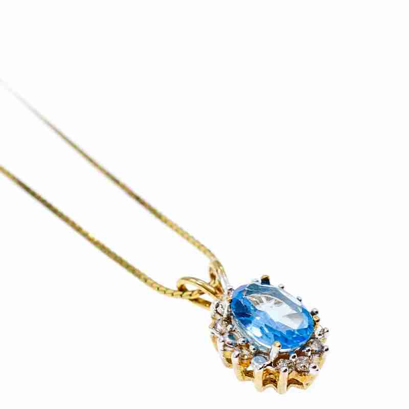 Sky Jewelry Золотая цепочка 585 проба с кулоном камень Голубая Шпинель