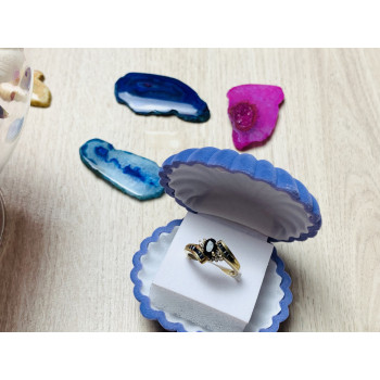 Sky Jewelry Золотое кольцо 10К (417 проба ) с камнем черная Шпинель и бриллиантами