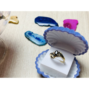 Sky Jewelry Золотое кольцо 10К (417 проба ) с камнем черная Шпинель и бриллиантами