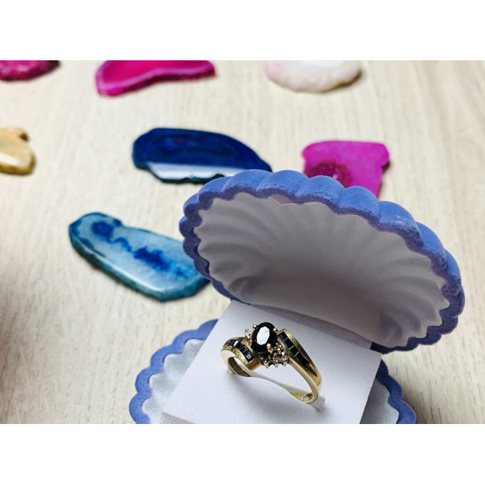 Sky Jewelry Золотое кольцо 10К (417 проба ) с камнем черная Шпинель и бриллиантами