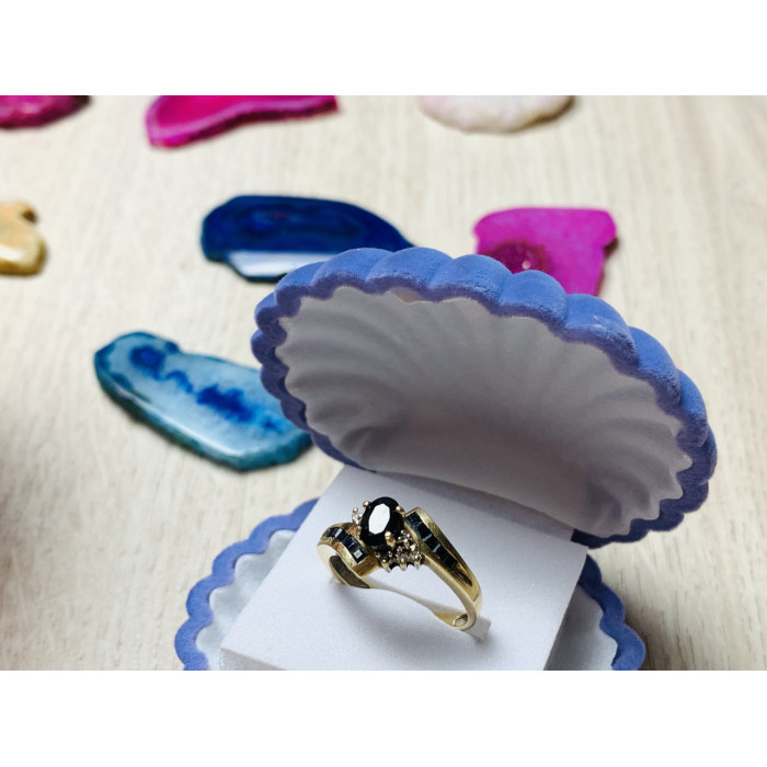 Sky Jewelry Золотое кольцо 10К (417 проба ) с камнем черная Шпинель и бриллиантами