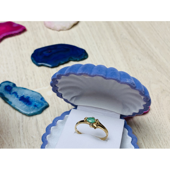 Sky Jewelry Золотое кольцо 10К (417 проба) с изумрудом и бриллиантами