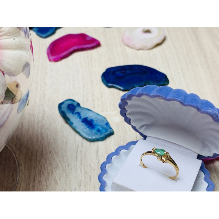 Sky Jewelry Золотое кольцо 10К (417 проба) с изумрудом и бриллиантами