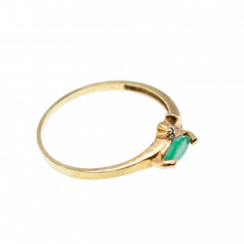 Sky Jewelry Золотое кольцо 10К (417 проба) с изумрудом и бриллиантами