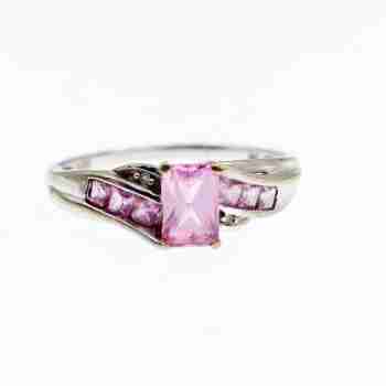 Sky Jewelry Золотое кольцо 10К (417 проба ) с розовым топазом и бриллиантами