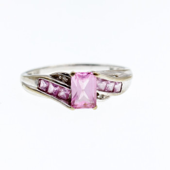 Sky Jewelry Золотое кольцо 10К (417 проба ) с розовым топазом и бриллиантами