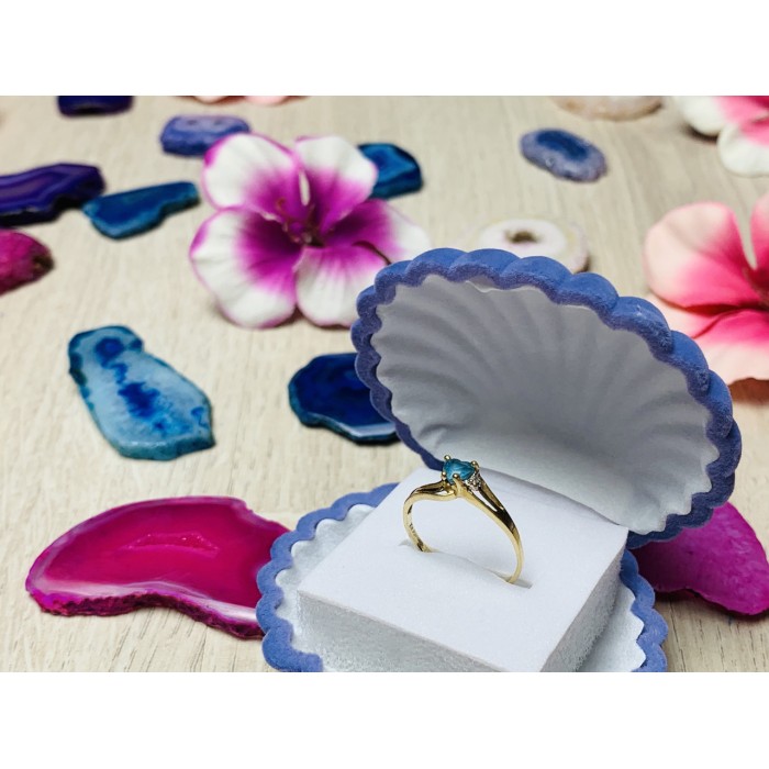 Sky Jewelry Золотое кольцо 10К (417 проба) с Голубой Шпинелью и бриллиантом