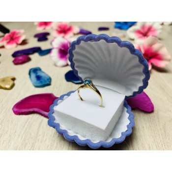 Sky Jewelry Золотое кольцо 10К (417 проба) с Голубой Шпинелью и бриллиантом