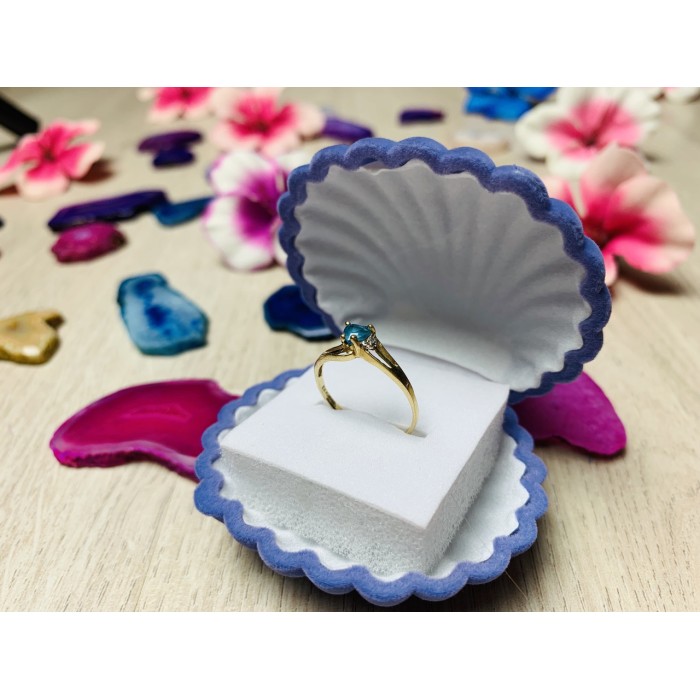 Sky Jewelry Золотое кольцо 10К (417 проба) с Голубой Шпинелью и бриллиантом