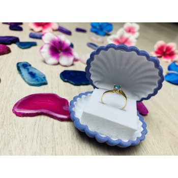 Sky Jewelry Золотое кольцо 10К (417 проба) с Голубой Шпинелью и бриллиантом