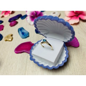 Sky Jewelry Золотое кольцо 10К (417 проба) с Голубой Шпинелью и бриллиантом